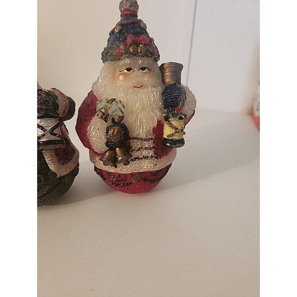 Vintage Set of 2 - OLD WORLS ROUND BOTTOM SANTA CANDLES